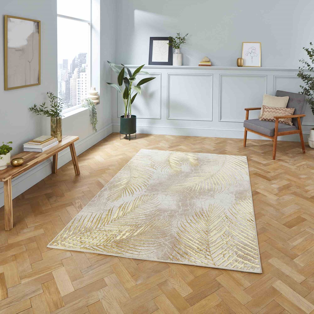 Creation 50051 Botanical Rugs in Beige Gold